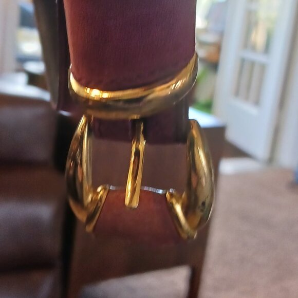 VTG New York Studios Dark Rose Color Suede/Leather Belt with Gold Hardware M - Picture 2 of 4